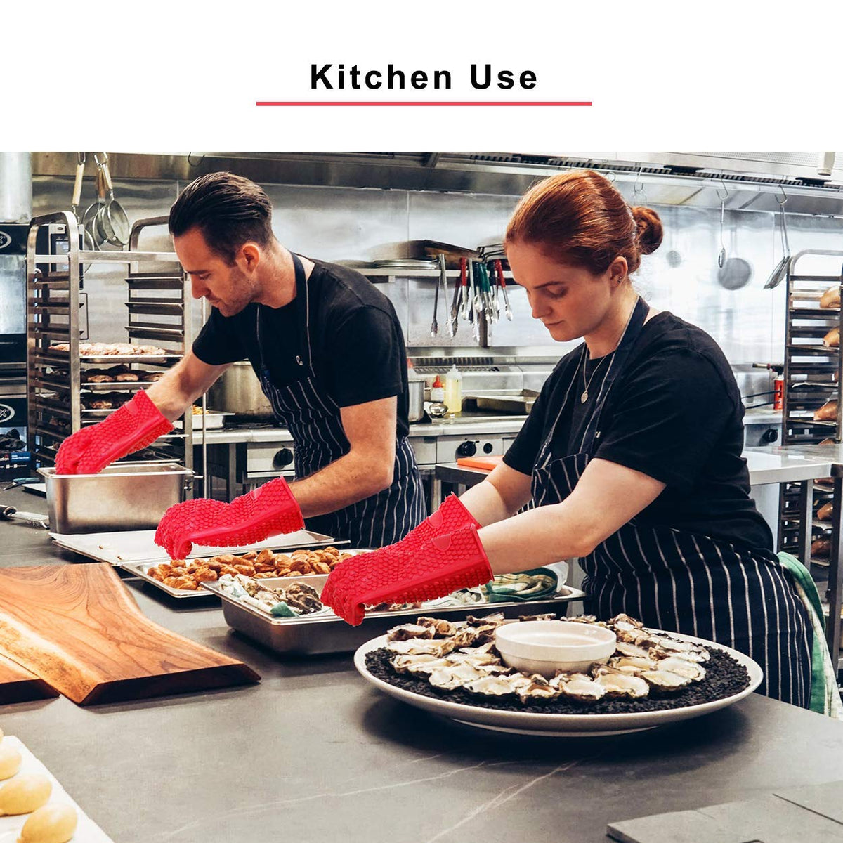 Durable Silicone Oven Gloves Heat Resistant Safe Cooking Baking Frying Barbecue
