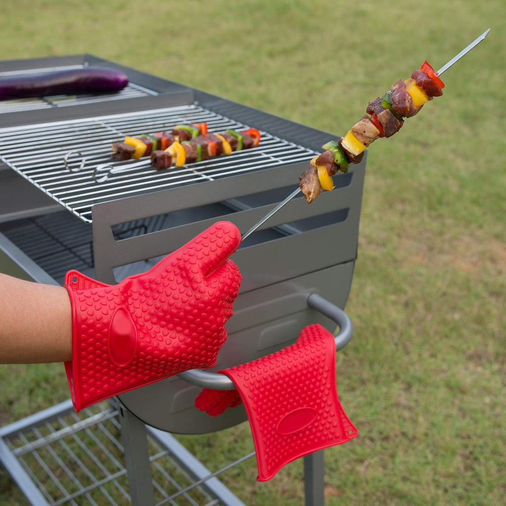 Durable Silicone Oven Gloves Heat Resistant Safe Cooking Baking Frying Barbecue