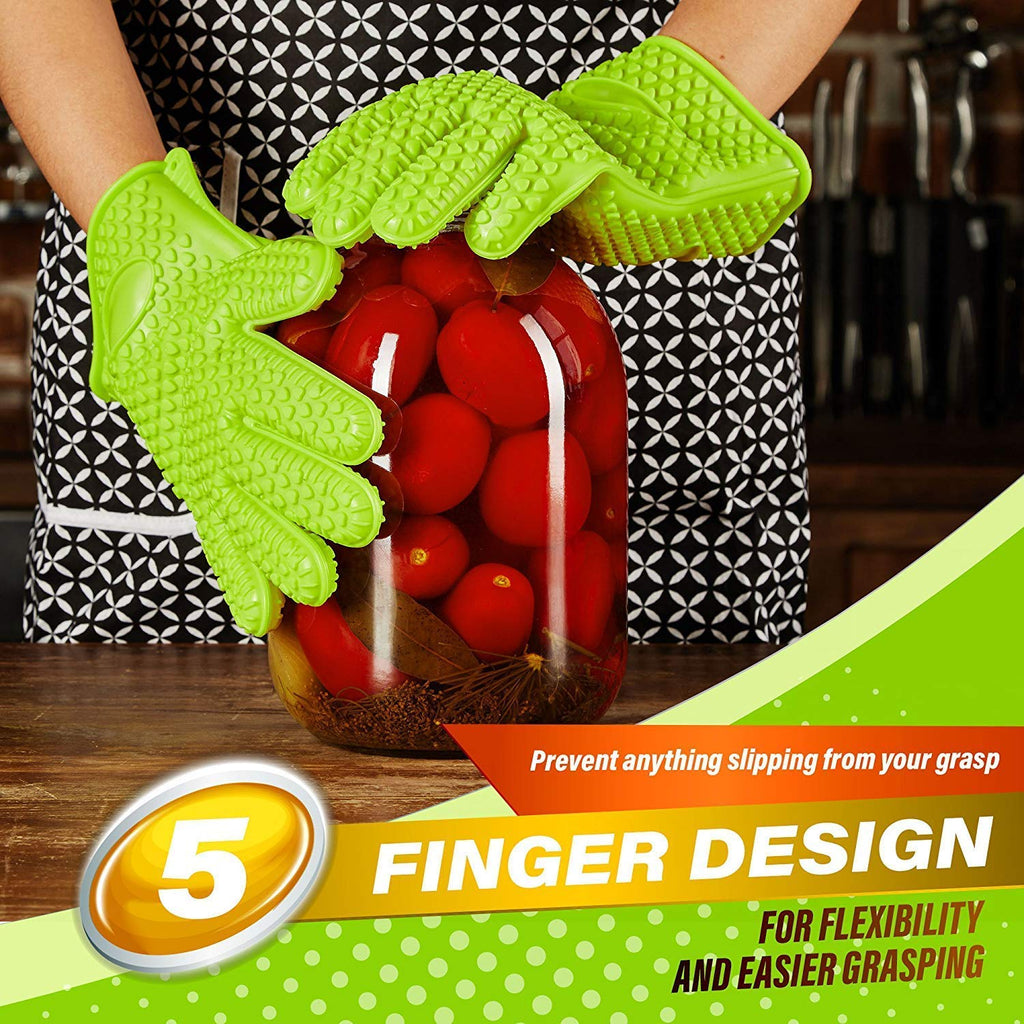Durable Silicone Oven Gloves Heat Resistant Safe Cooking Baking Frying Barbecue