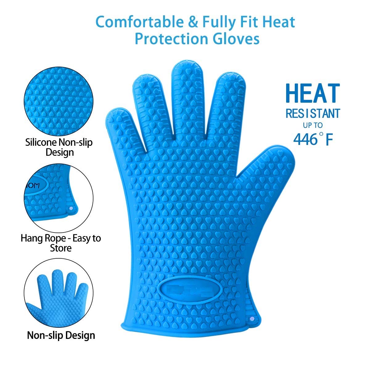 Durable Silicone Oven Gloves Heat Resistant Safe Cooking Baking Frying Barbecue