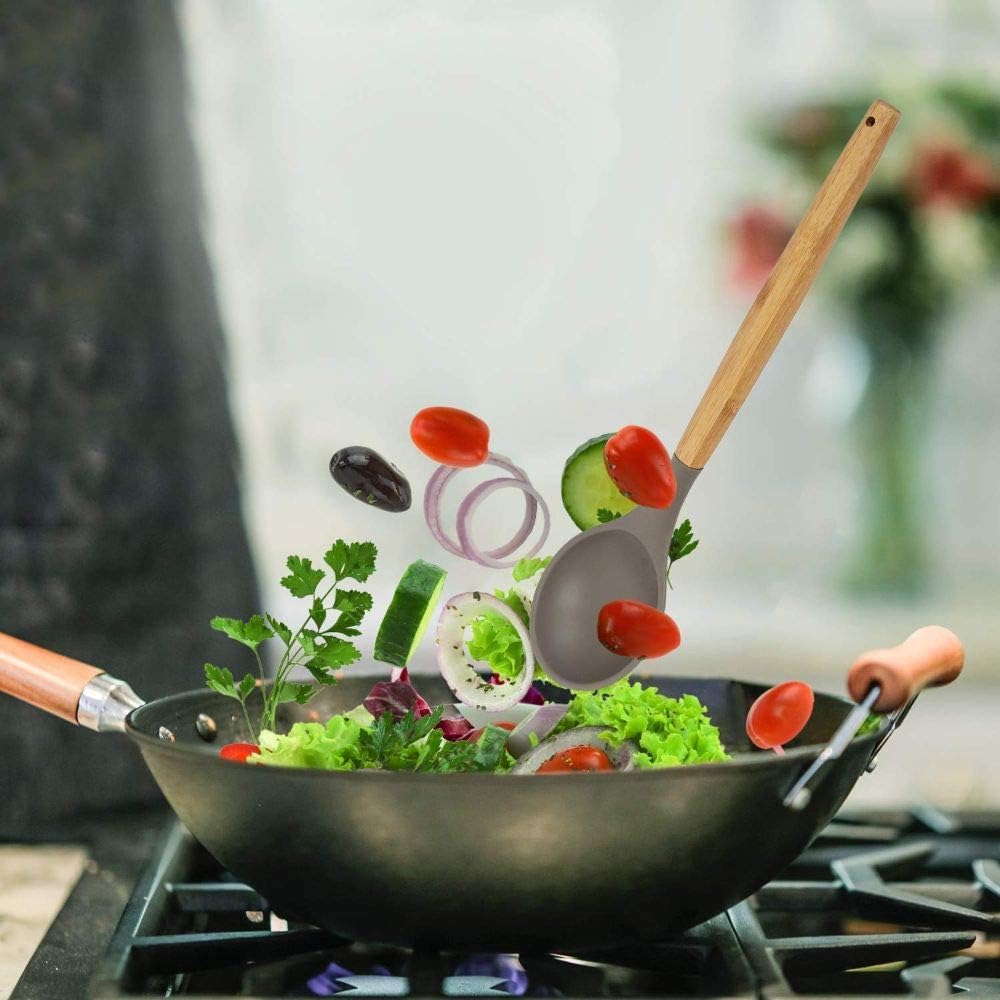 Silicone Spoon Wooden Handle Silicone Cooking Utensils