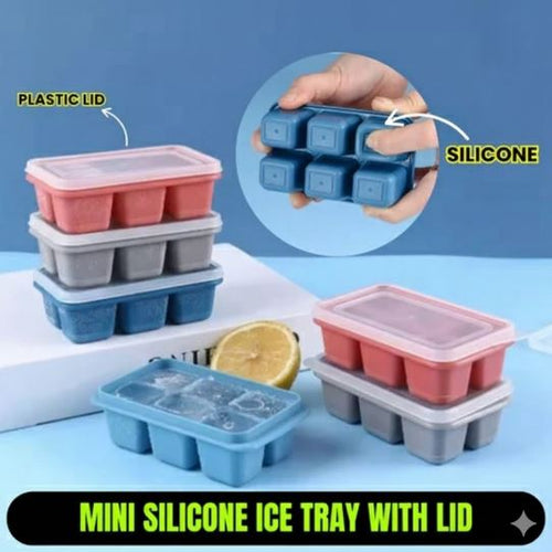 (Pack of 2) Mini Silicone Ice Cube Tray with Lid