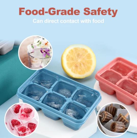 (Pack of 2) Mini Silicone Ice Cube Tray with Lid