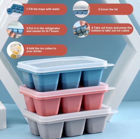 (Pack of 2) Mini Silicone Ice Cube Tray with Lid