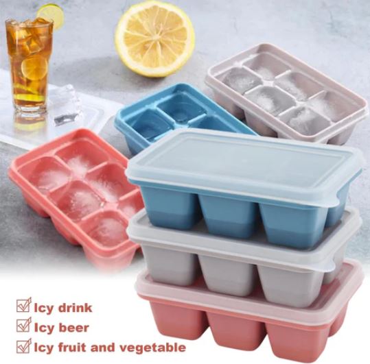 (Pack of 2) Mini Silicone Ice Cube Tray with Lid
