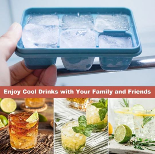 (Pack of 2) Mini Silicone Ice Cube Tray with Lid