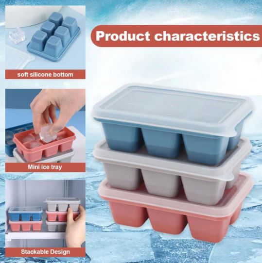 (Pack of 2) Mini Silicone Ice Cube Tray with Lid