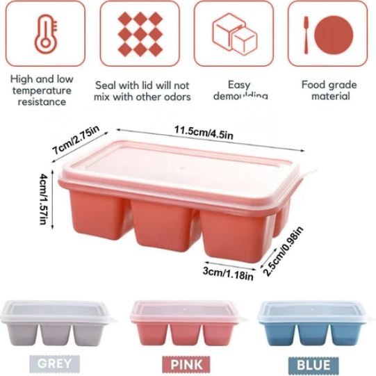 (Pack of 2) Mini Silicone Ice Cube Tray with Lid