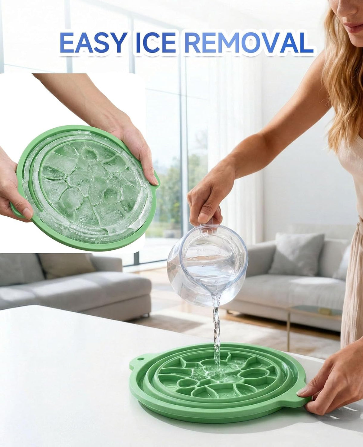 Silicone Ice Cube Bowl for Ice Facial & Cold Therapy, Foldable Facial Ice Bath with Built-in Icetray