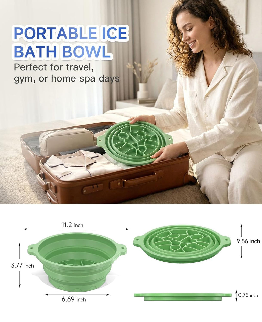 Silicone Ice Cube Bowl for Ice Facial & Cold Therapy, Foldable Facial Ice Bath with Built-in Icetray