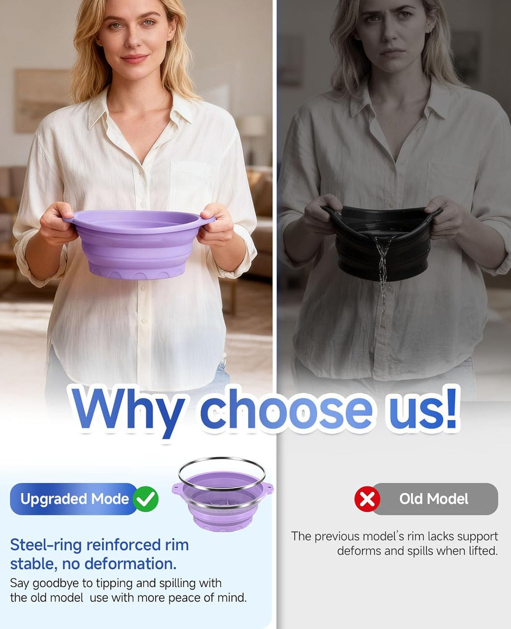 Silicone Ice Cube Bowl for Ice Facial & Cold Therapy, Foldable Facial Ice Bath with Built-in Icetray