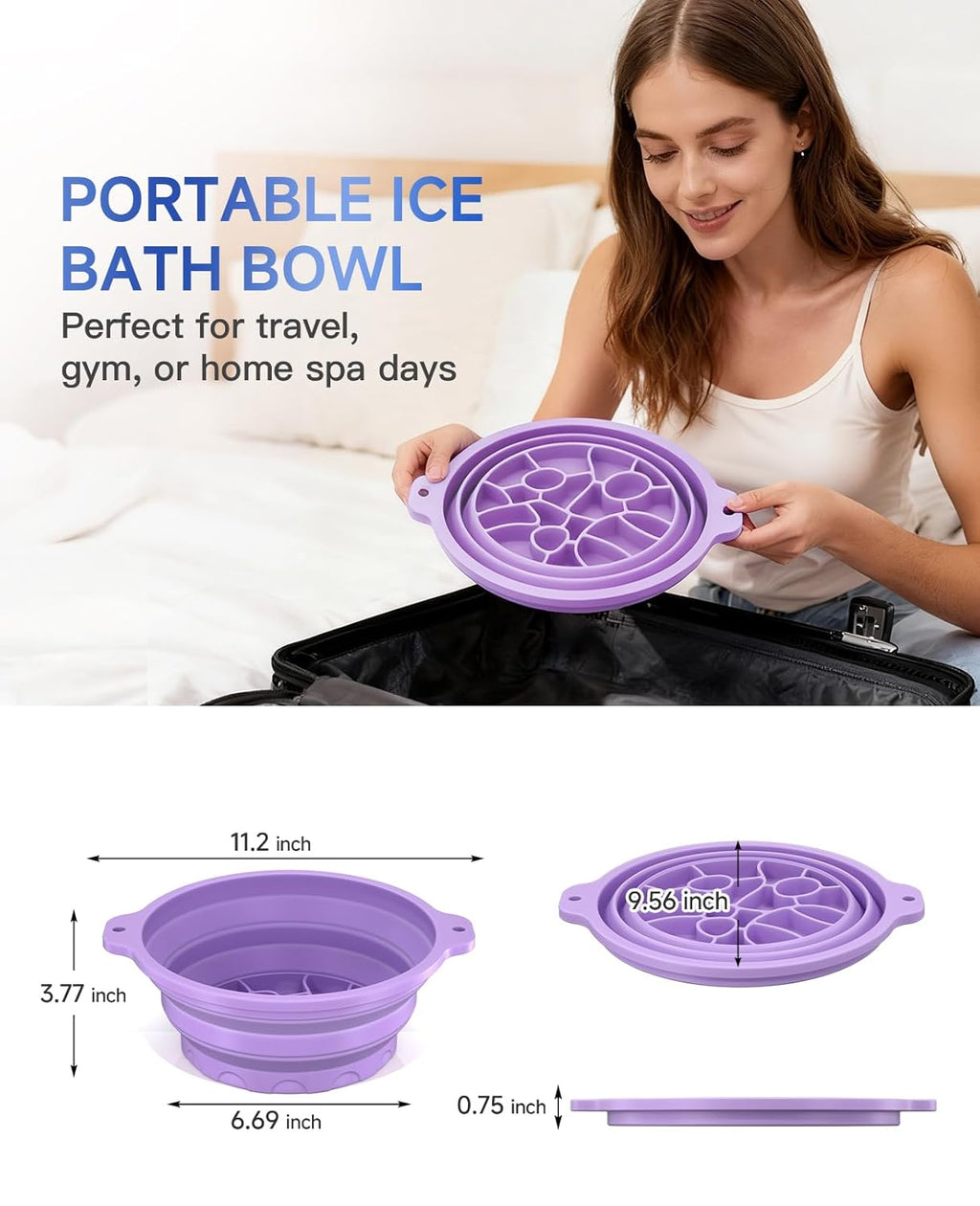 Silicone Ice Cube Bowl for Ice Facial & Cold Therapy, Foldable Facial Ice Bath with Built-in Icetray