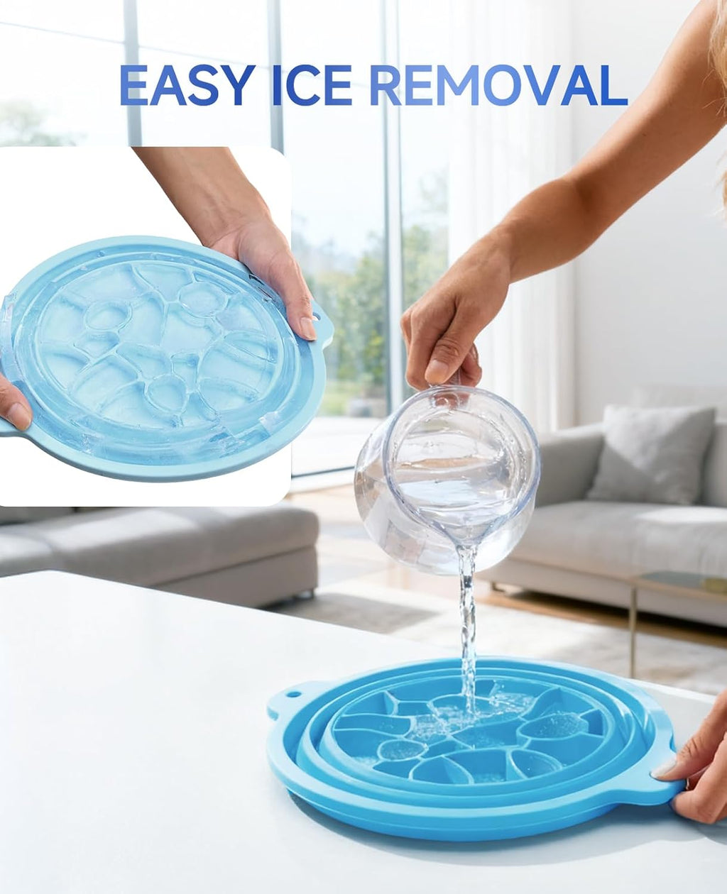 Silicone Ice Cube Bowl for Ice Facial & Cold Therapy, Foldable Facial Ice Bath with Built-in Icetray