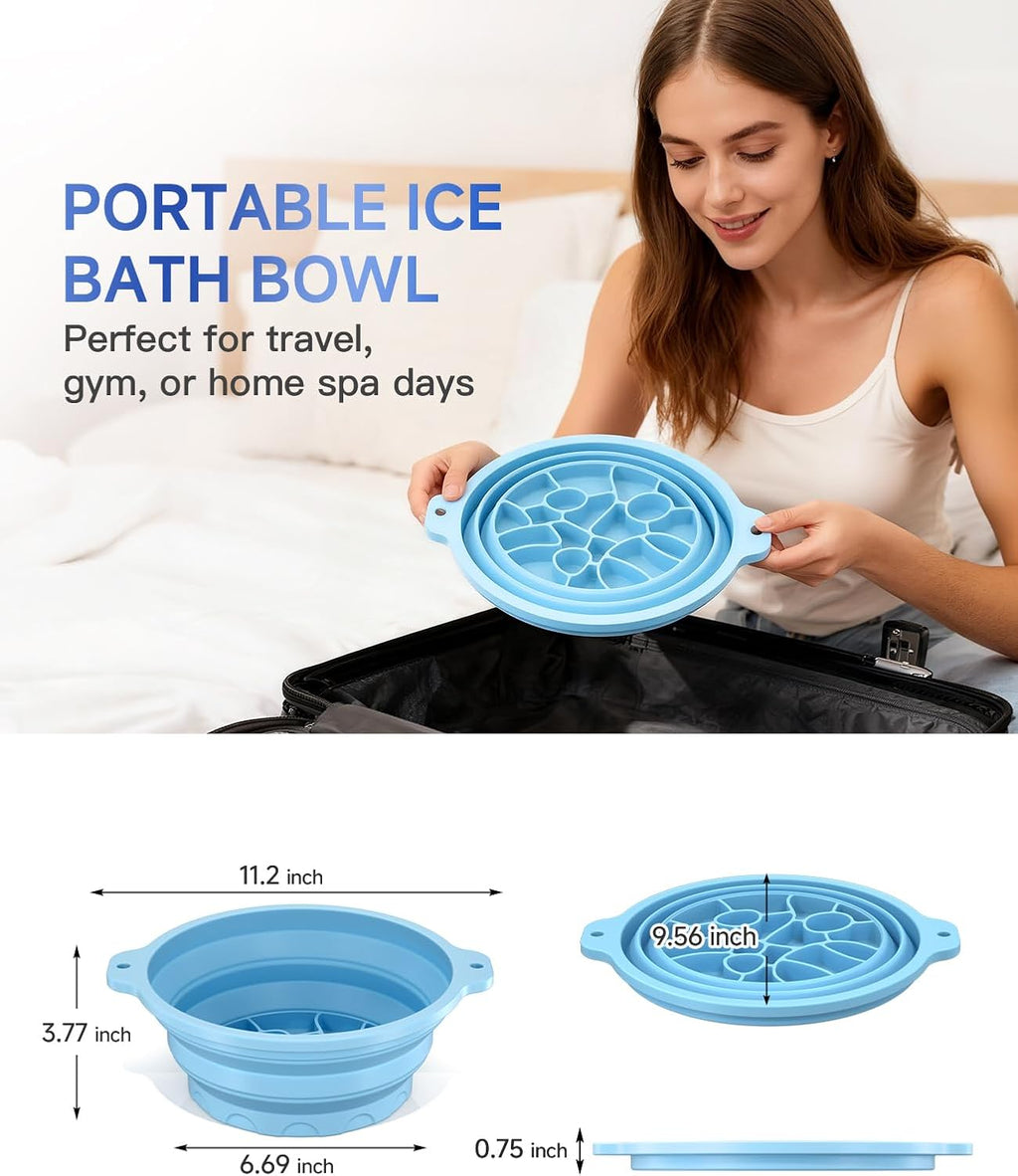 Silicone Ice Cube Bowl for Ice Facial & Cold Therapy, Foldable Facial Ice Bath with Built-in Icetray