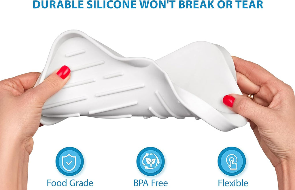Silicone Soap Dish & Kitchen Soap Tray, Self Draining Soap Dish, Durable Rubber Soap Dish with Drainage