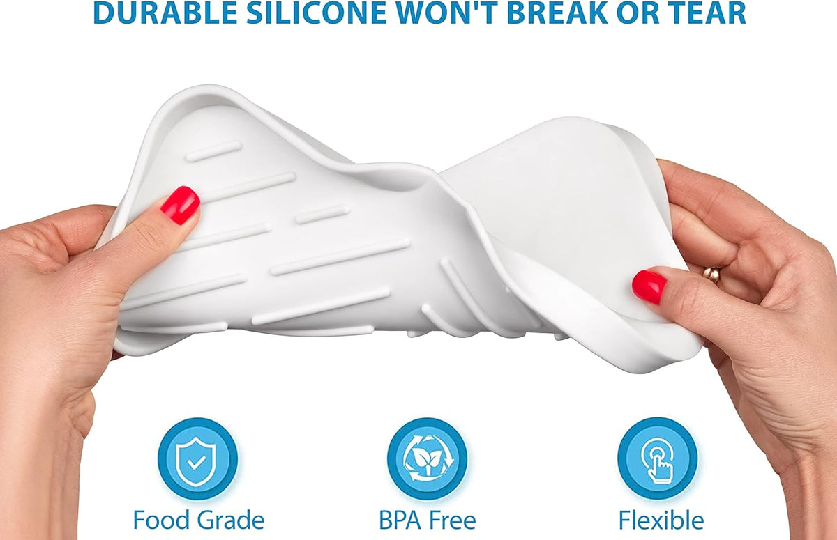Silicone Soap Dish & Kitchen Soap Tray, Self Draining Soap Dish, Durable Rubber Soap Dish with Drainage
