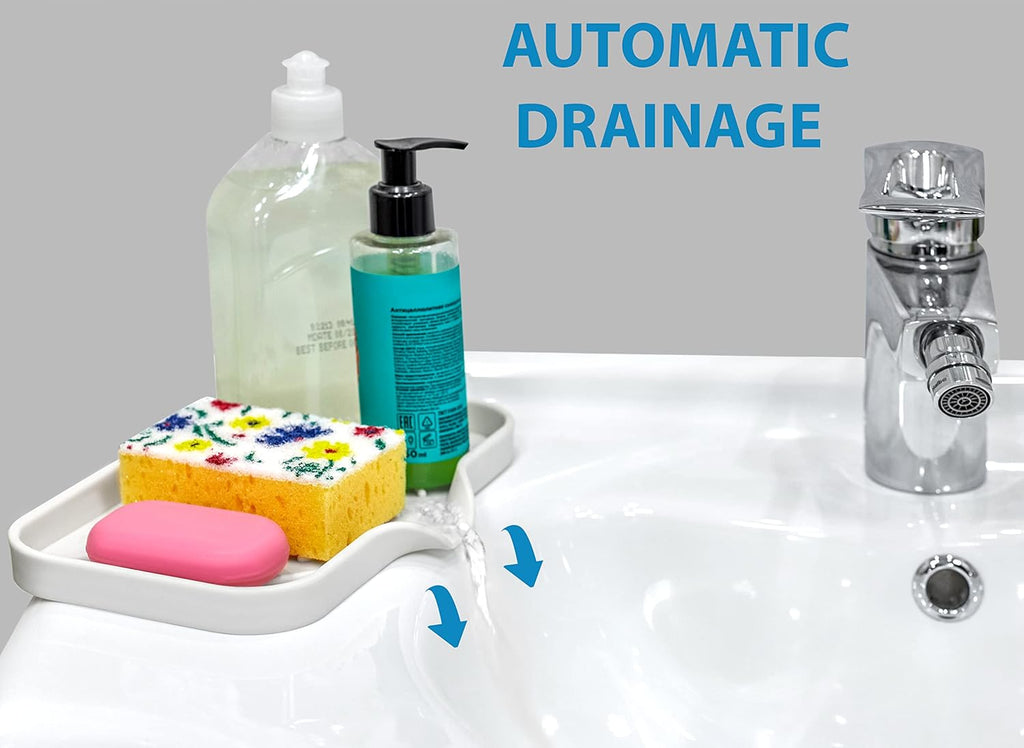 Silicone Soap Dish & Kitchen Soap Tray, Self Draining Soap Dish, Durable Rubber Soap Dish with Drainage