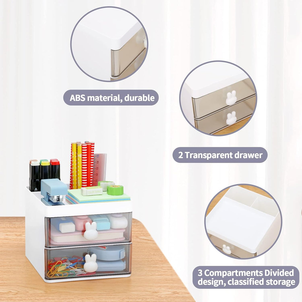 Small Desk Organizer With Drawer, Office Desktop Storage Box, Stationery/Makeup Organizer Storage Box