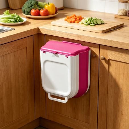 Smart Hanging Trash Bin, Cabinet Garbage Bin, Smart Kitchen Organizer Bin, Fold Away Kitchen Waste Bin