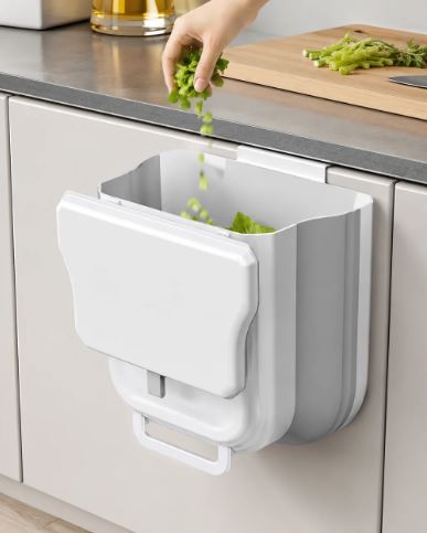 Smart Hanging Trash Bin, Cabinet Garbage Bin, Smart Kitchen Organizer Bin, Fold Away Kitchen Waste Bin