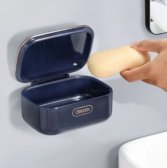 Soap Dish for Bar Soap with Drip Tray and Lid, Plastic Soap Container Drainage Inner Layer Keeps The Soap Dry