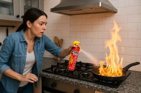 Fire Stop Portable Foam Spray Fire Extinguisher – 500ml | Quick Emergency Flame Suppressant for Home, Kitchen & Car Safety