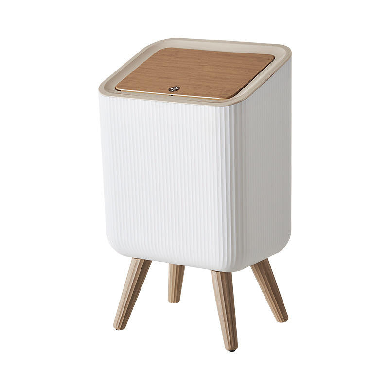 Multipurpose Push Top Square Trash Bin With Lid, Open Lid Standing Home Plastic Bin
