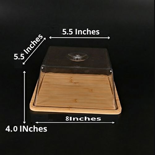 Square Cake Stand with Lid, Bamboo Cake Stand with Dome, Dessert Display Stand with Acrylic Cover for Cheese, Pie, Chips & Dips, Serving Platter with Cover for Kitchen/Party/Wedding/Birthday