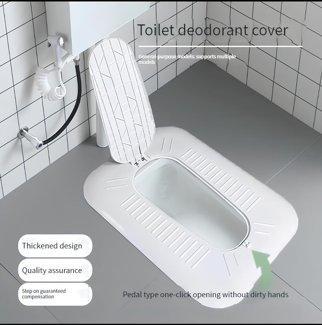 Fully Enclosed Squat Toilet Cover with Foot Step – Odor Stopper and Open Cover Design