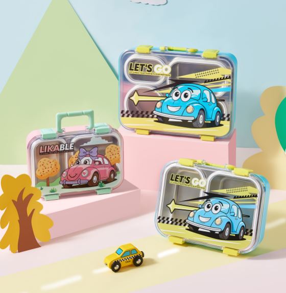 Kids Cute Car Stainless Steel Bento Lunch Box