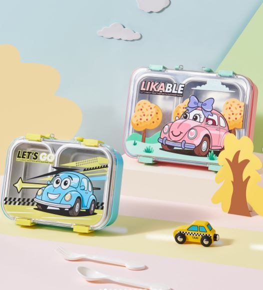 Kids Cute Car Stainless Steel Bento Lunch Box