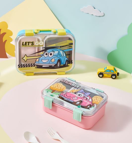 Kids Cute Car Stainless Steel Bento Lunch Box