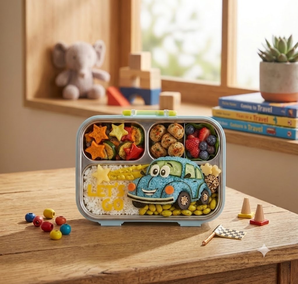 Kids Cute Car Stainless Steel Bento Lunch Box