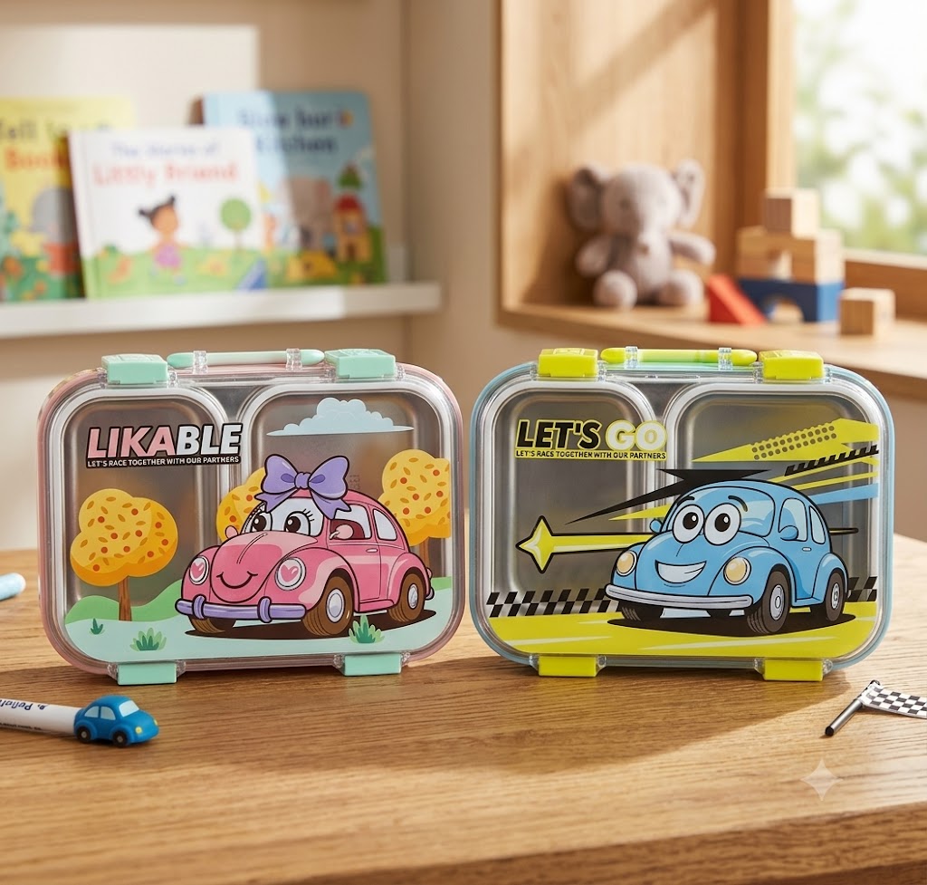 Kids Cute Car Stainless Steel Bento Lunch Box