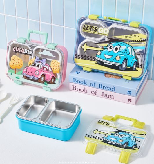 Kids Cute Car Stainless Steel Bento Lunch Box