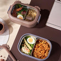 Stainless Steel Children Bento Lunch Box, Bear Cartoon Lunch Box Container Double Sided Lock Design