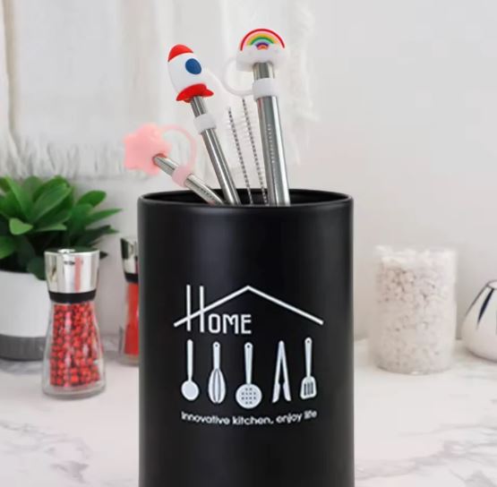 Stainless Steel Cutlery Holder Tableware Stand for Fork Knives Black