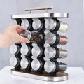 Stainless Steel Condiment Set Spice Jar Rack, 16Pcs Kitchen Cruet Condiment Bottle