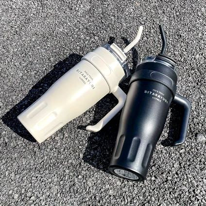Stainless Steel Ice Tumbler, Large Capacity Drinking Coffee Water Cup with Straw, Simple Water Bottle