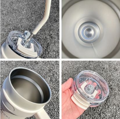 Stainless Steel Ice Tumbler, Large Capacity Drinking Coffee Water Cup with Straw, Simple Water Bottle