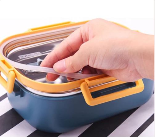 Tedemei 304 Stainless Steel 2 Grid Portable Leak-Proof Lunch Box