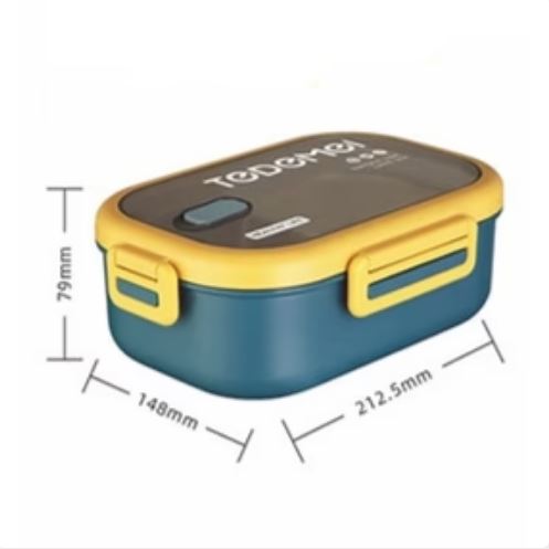 Tedemei 304 Stainless Steel 2 Grid Portable Leak-Proof Lunch Box