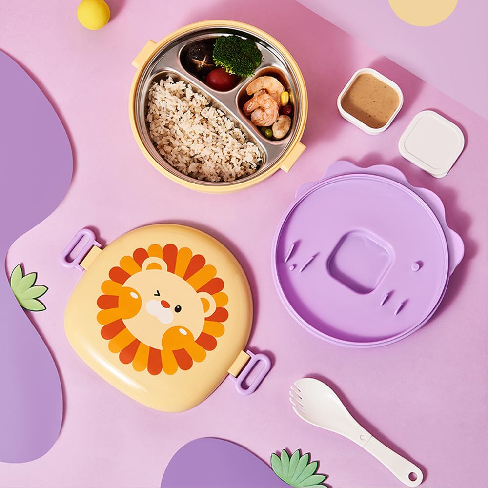 3 Compartments Baby Bucket Leak-Proof Stainless Steel Lunch Box
