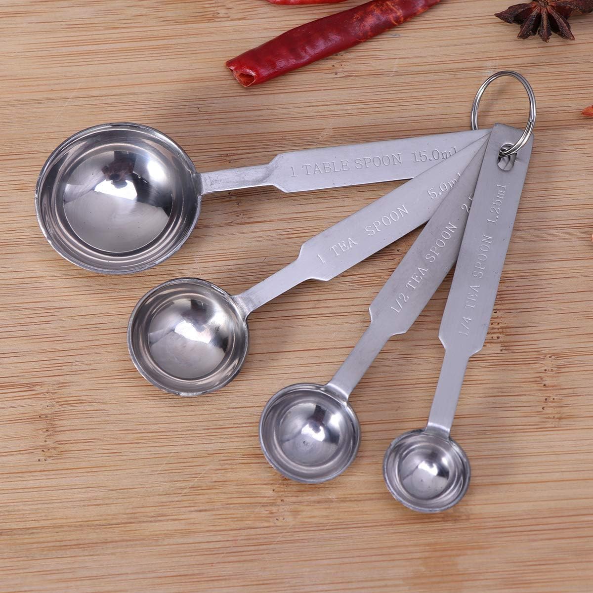 4Pcs Kitchen Baking Cooking Stainless Steel Measuring Spoon Set