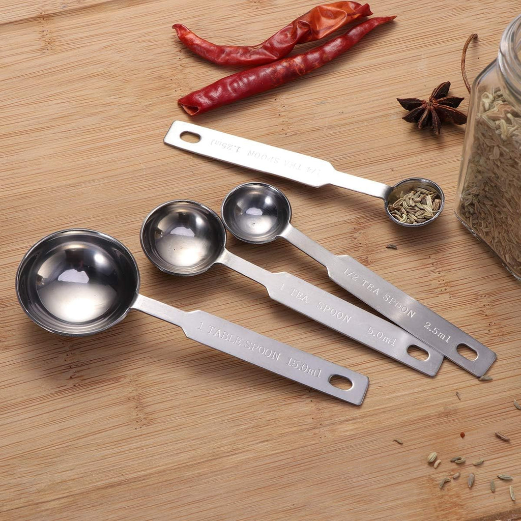 4Pcs Kitchen Baking Cooking Stainless Steel Measuring Spoon Set