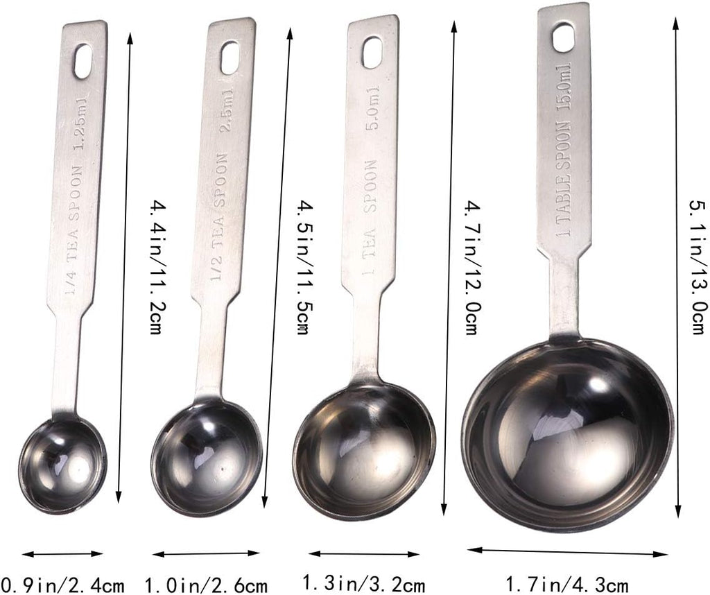 4Pcs Kitchen Baking Cooking Stainless Steel Measuring Spoon Set