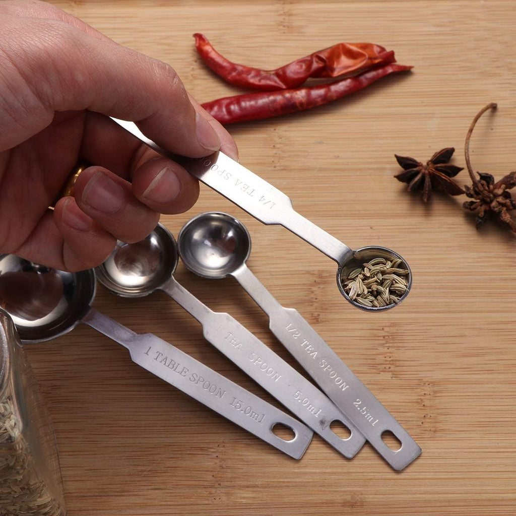4Pcs Kitchen Baking Cooking Stainless Steel Measuring Spoon Set