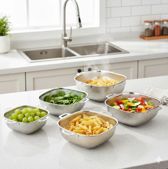 28CM Square Shape Stainless Steel Strainer With Handle