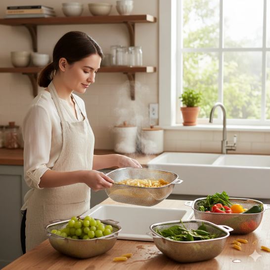 28CM Square Shape Stainless Steel Strainer With Handle