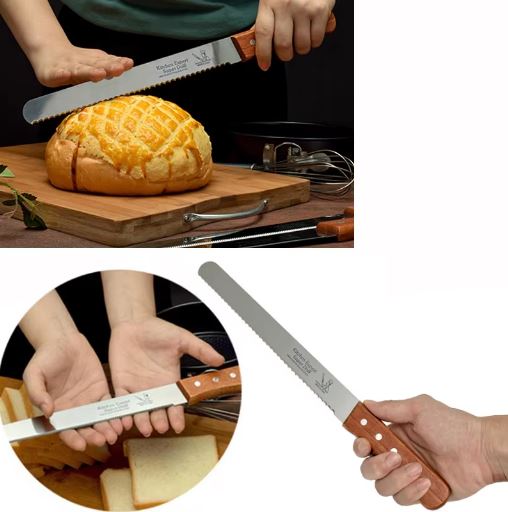 Wooden Handle Stainless Steel Serrated Knife Sandwich Knife Cake Knife